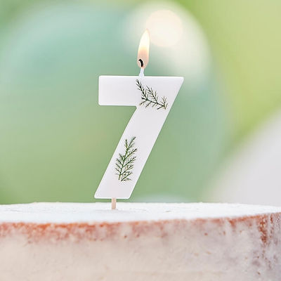 Ginger Ray Birthday Candle Number "7" in White Color MIX-582