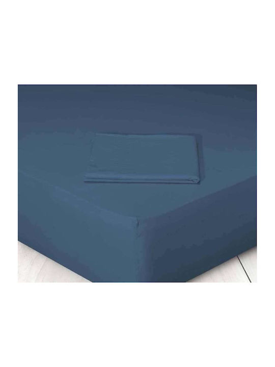 Marwa Sheet King Size with Elastic 180x200+25cm. 004 Indigo