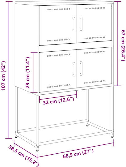 Dulap Cabinet Metalic Pentru Birou 68.5x38.5x107cm