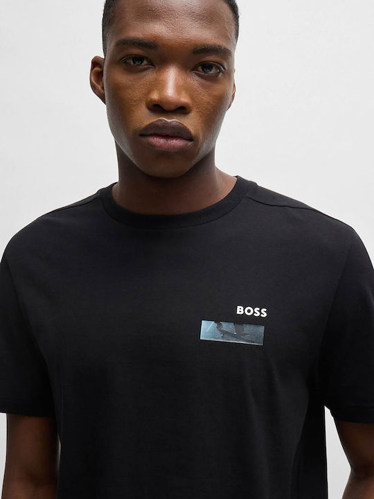 Hugo Boss T-shirt Bărbătesc cu Mânecă Scurtă Negru