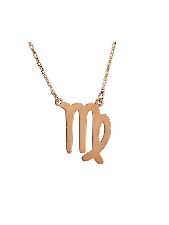 Goldsmith Necklace Zodiac Sign Virgo from Pink Gold Plated Silver