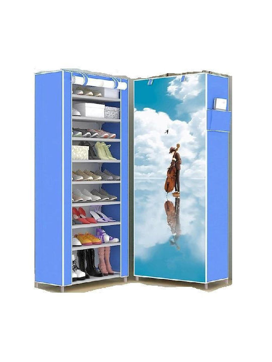 Stoff Schuhorganisator Der Musikalische Mit 9 Regalen Blau M60xP30xHöhe160cm
