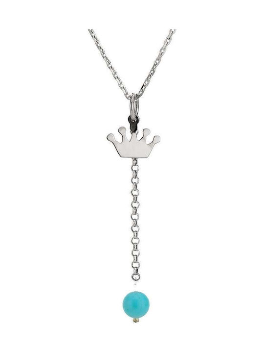 Goldsmith Halskette mit Tiara-Design aus Vergoldetem Silber Hellblau