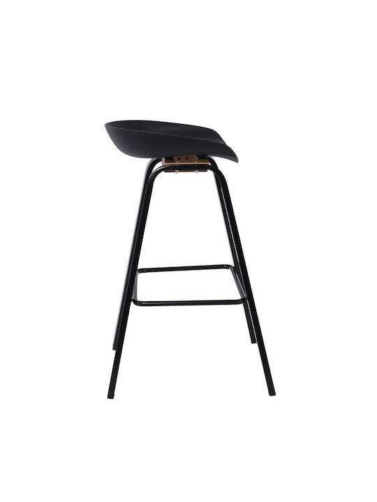 Stool Bar Metallic Pent Black Velvet-Black Metal 4pcs 42x52x74cm