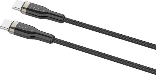 Fixed Cablu Braided USB 2.0 USB-C Masculin - USB-C 100W PD Negru 2m
