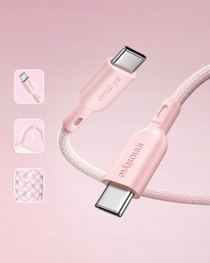Innostyle USB 2.0 Cable USB-C male - USB-C 240W PD Ροζ 2m ICC240BP