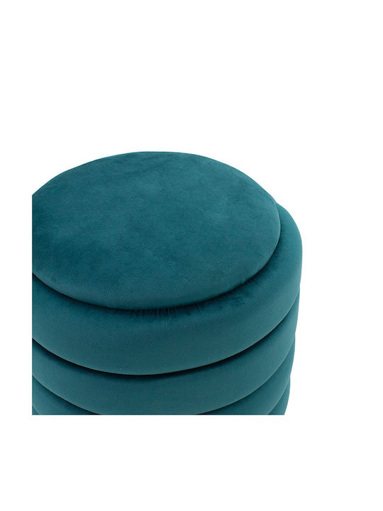 Stool For Living Room With Storage Space Upholstered with Fabric Dazzle Petrol-Gold 36x36x44cm