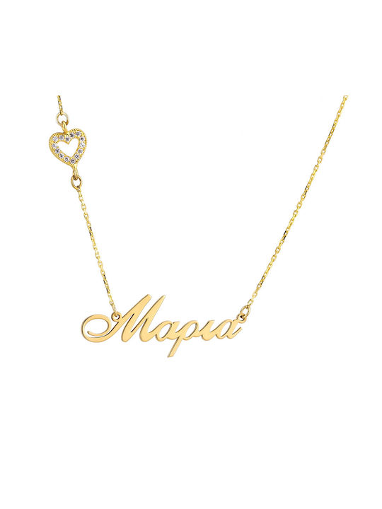 Goldsmith Necklace Name from Gold Plated Silver with Zircon