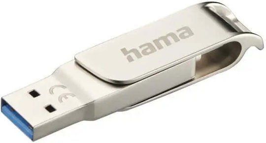 HAMA 64GB USB 3.0 Стик с връзка USB-C & USB-A Сребрист
