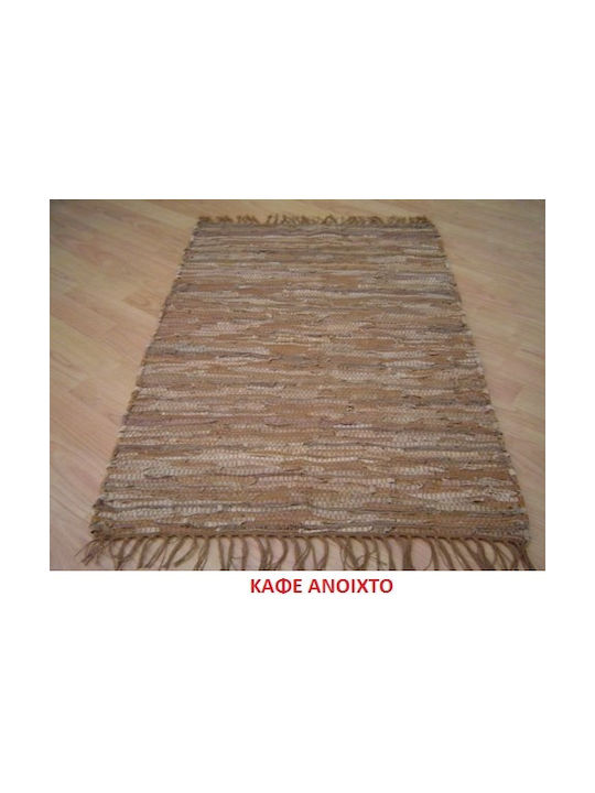 Chios Hellas Rug Fireplace Rectangular Leather with Fringes Coffee Open
