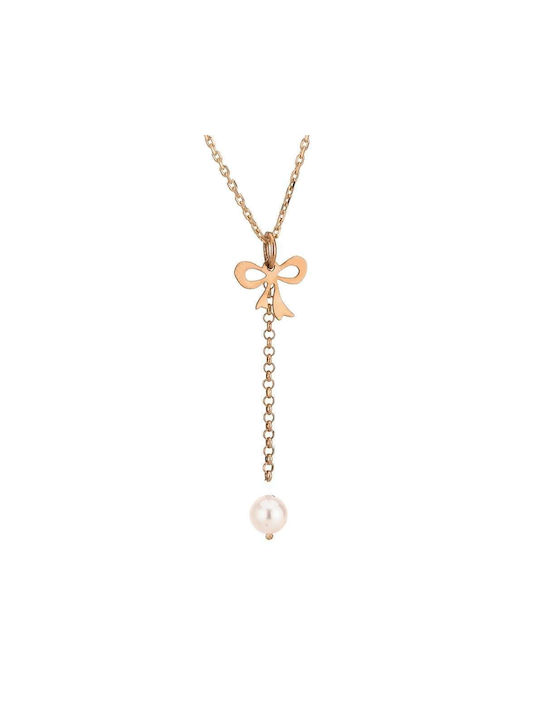 Goldsmith Necklace from Pink Gold Plated Silver with Pearls