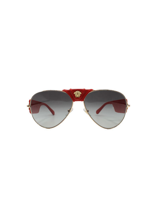 Versace Sunglasses with Red Metal Frame and Gray Gradient Polarized Lens VE2150 1002