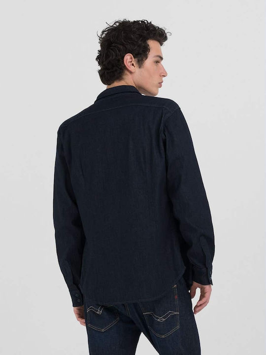 Long-sleeved Denim Shirt Blue