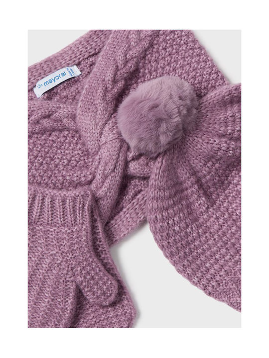 Mayoral Kids Beanie Set with Scarf & Gloves Knitted Pink 3pcs