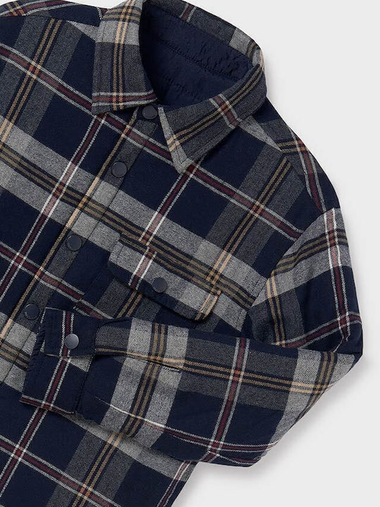 Kids Checked Shirt Long Sleeve navy blue