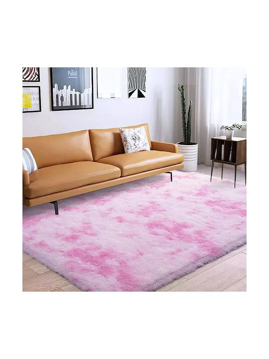 Rug Rectangular Shaggy Pink