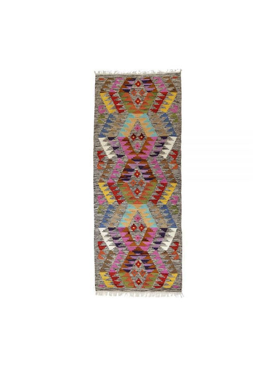 Synchronia Aztec Handmade Rug Rectangular Wool with Fringes Multicolour