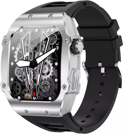 Men's Smart Watch Nubi Ak55 Amoled Display Bluetooth Call 650 Mah Battery Pulse Calories Blood Pressure Remote Camera Ai Voice Assistant Silver