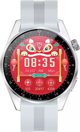 Herren Smartwatch Nubi Hk3 Pro Ips Display Bluetooth Anruf Puls Kalorien Blutdruck Fernkamera Ai Sprachassistent Graues Silikon