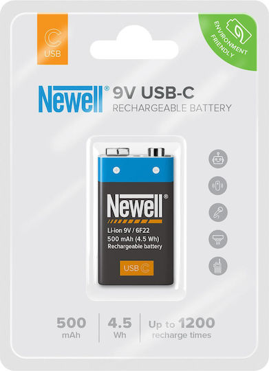 Newell Επαναφορτιζόμενη Μπαταρία 9V Li-ion 500mAh 1τμχ