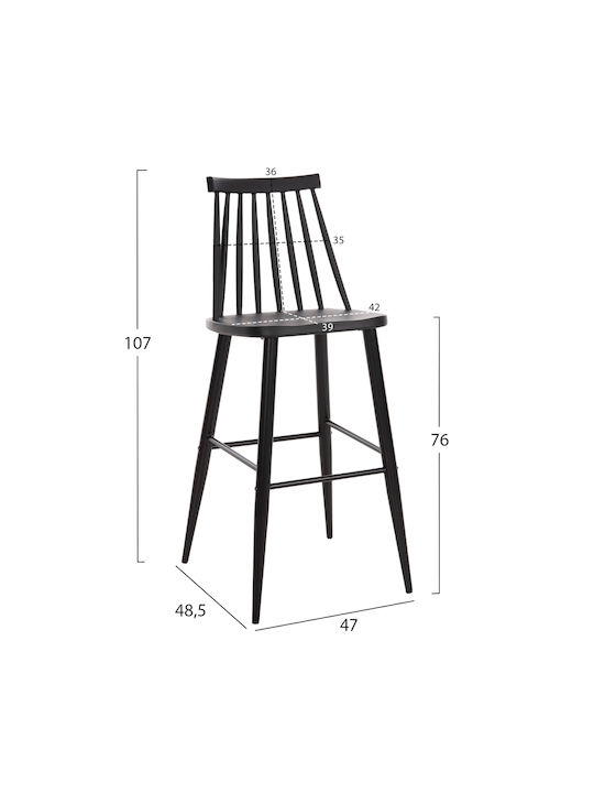 Stool Bar with Backrest made of Polypropylene Vanessa Black 2pcs