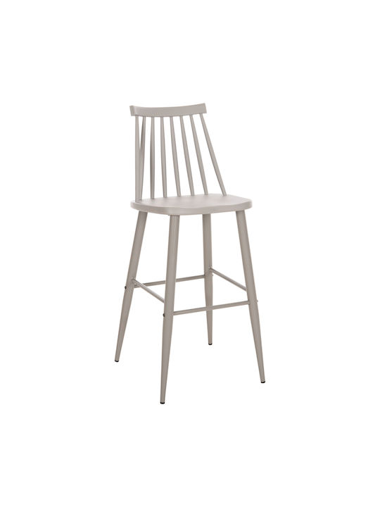 Hocker Bar mit Rückenlehne aus Polypropylen Vanessa Gray 2Stück 47x48.5x107cm