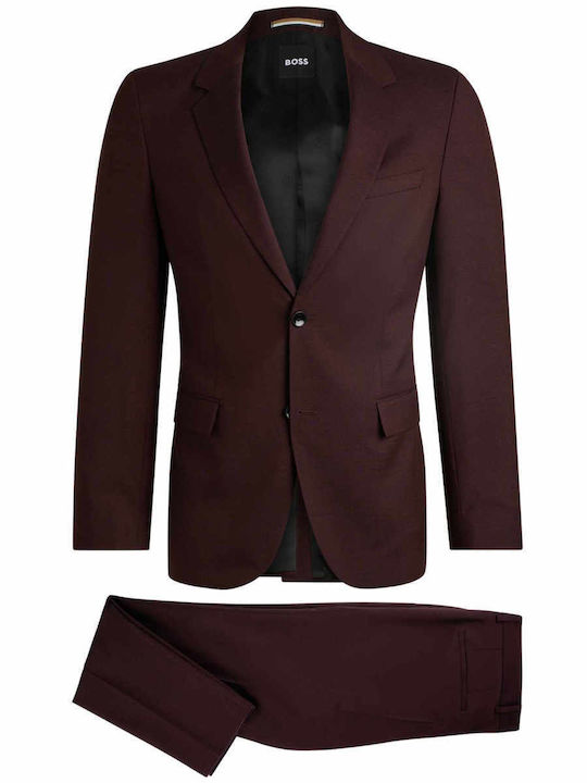 Iarna Costum Bărbați cu Croială Strâmtă Burgundy