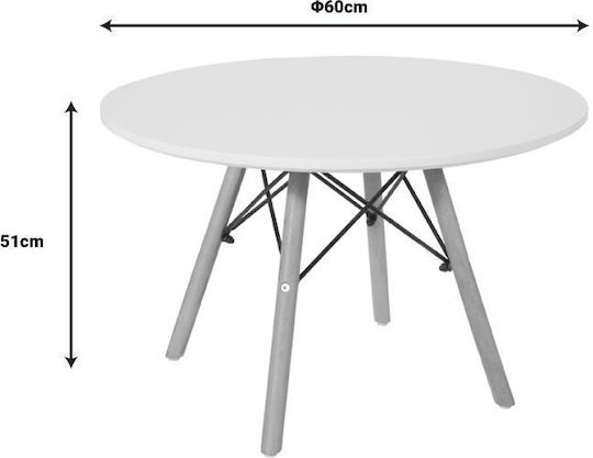 Julita Round Table Kitchen Wooden White 60x60x51cm