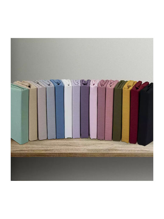 Lino Home Sheet for Single Bed with Elastic 100x200+30cm. Claro Green
