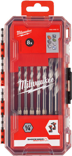 Milwaukee Multi-Material Set of 8 Drills Carbide for Masonry, Metal and Wood