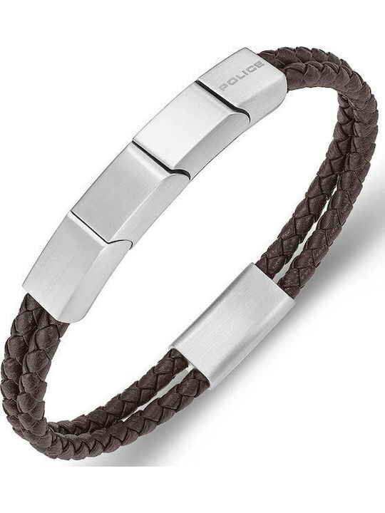 Police Parallel Men's Leather Bracelet 19cm
