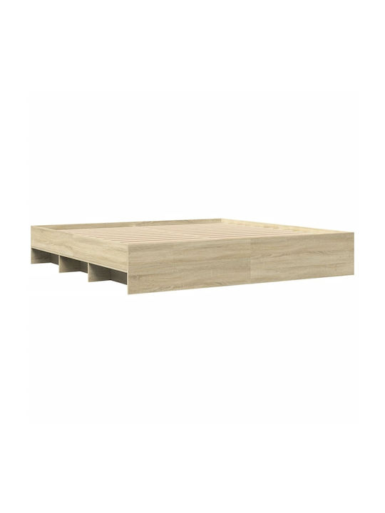Rama de pat Vidaxl Sonoma Oak 180x200cm Lemn prelucrat 1 piesă Dublu Maro