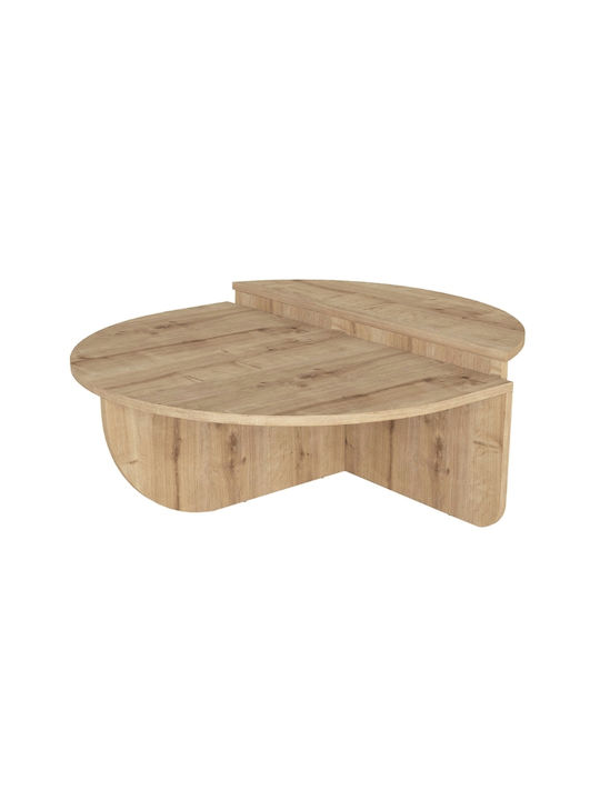 Round Central Coffee Table Nilvia Wooden Beige W85xL85xH35cm