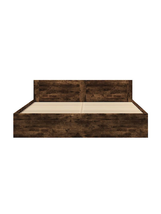 King Size Holzbett Braun mit Lattenrost für Matratze 180x200cm