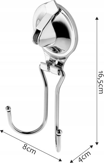 Kadax Άγκιστρο Μπάνιου Διπλό με Βεντούζα ​16.5x16.5cm Inox Ασημί