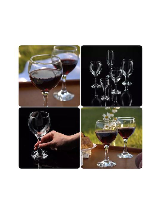 Kadax Set Gläser Wasser / Weißwein aus Glas Mit Stiel 260ml 6Stück