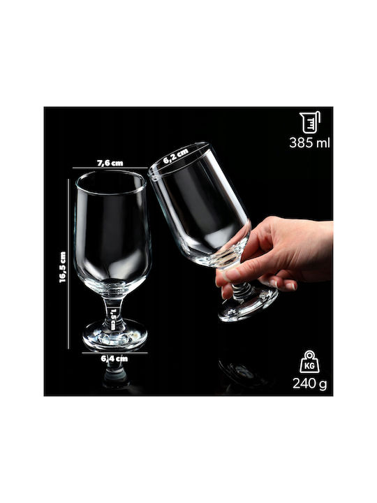 Kadax Σετ Ποτήρια Μπύρας από Γυαλί Κολωνάτα 385ml 6τμχ