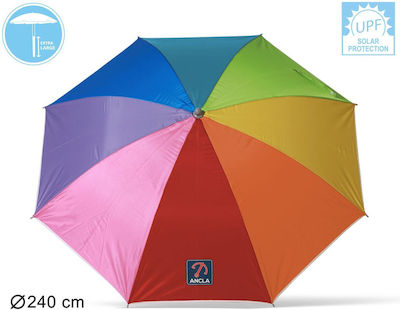 BigBuy Foldable Beach Umbrella Diameter 2.4m with UV Protection Multicolor