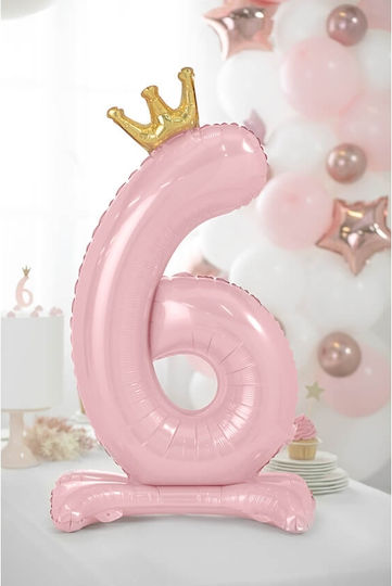 Luftballon Folie Jumbo Zahl 6 Rosa 84cm