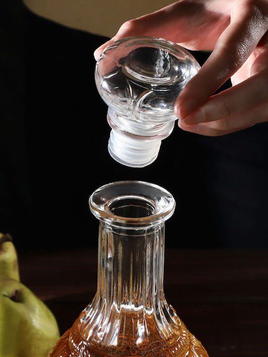 Kadax Kristall Karaffe zum Servieren Whiskey 28cm mit Verschluss Transparent 1000ml 1Stück