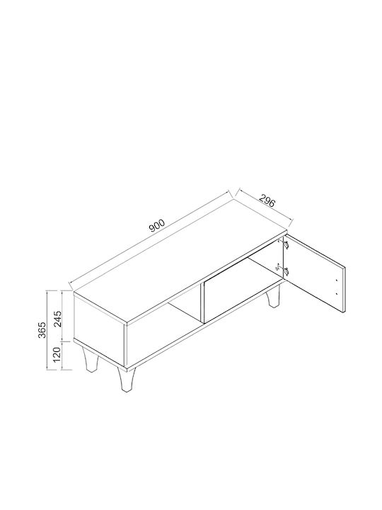 Έπιπλο Τηλεόρασης Λευκό Μ90xΠ29.6xΥ36.5cm 6.5.2