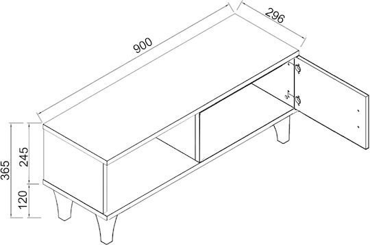 White TV Stand L90xD29.6xH36.5cm