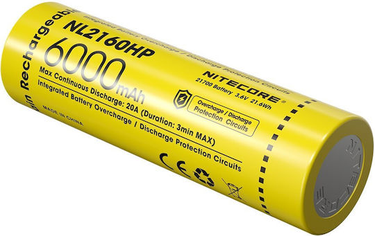 NiteCore Επαναφορτιζόμενη Μπαταρία 21700 Li-ion 6000mAh 1τμχ