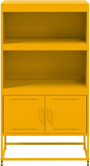Wand Wohnzimmer Vitrine aus Metall mit Glas Weiß 68.5x38.5x107cm