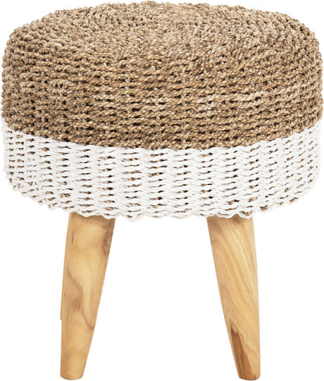 Hocker Für das Wohnzimmer Hölzernes Beam Natural & White 42x42x46cm