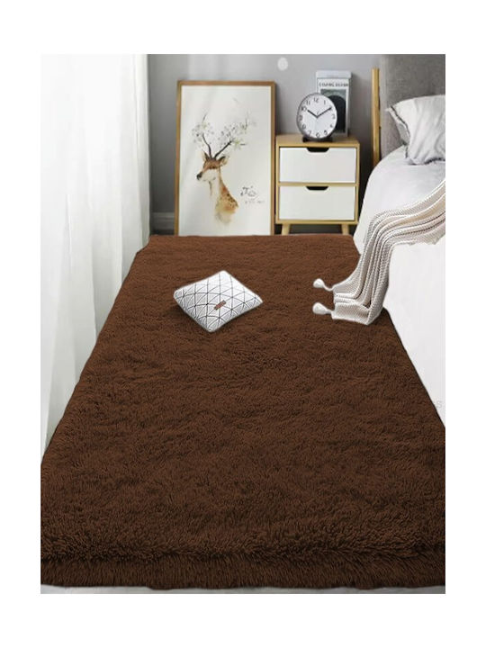 Fluffie Antiderapant Covor Rectangular Maro