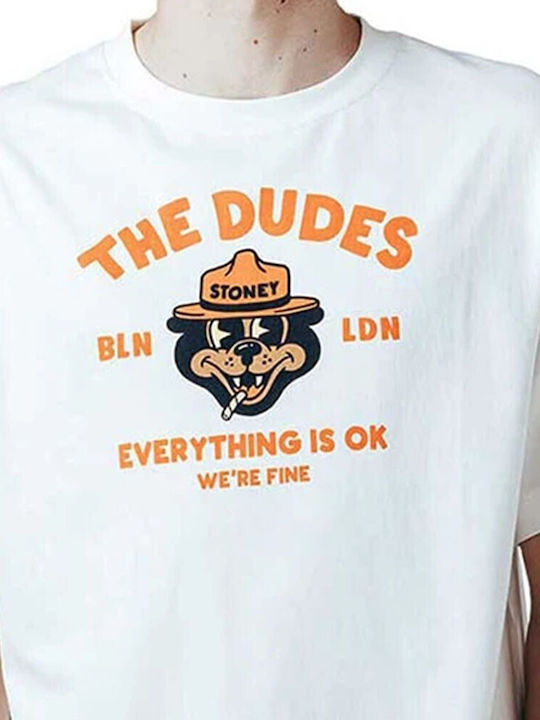 The Dudes T-shirt Bărbătesc cu Mânecă Scurtă Alb