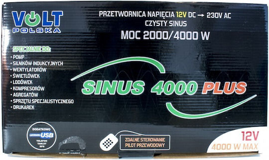 Volt Polska Invertor Auto Modificat Sine Wave 2000W pentru Convertirea 12V DC în 220V AC