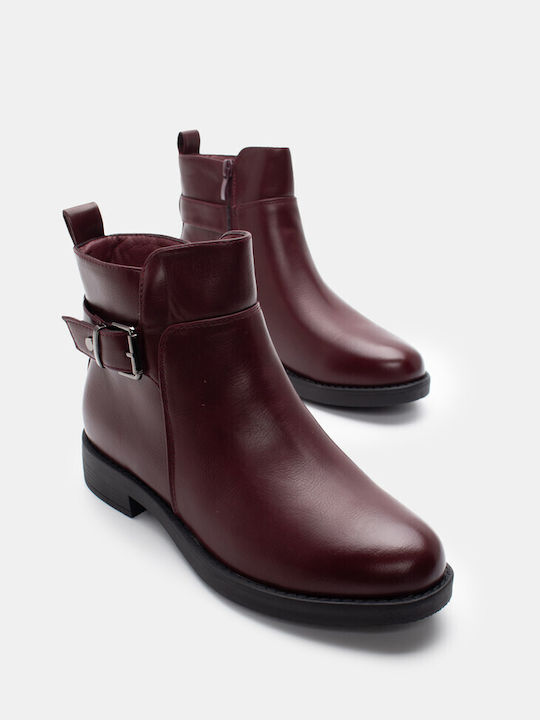 Ankle Boots Decorative Buckle 4299226-Burgundy