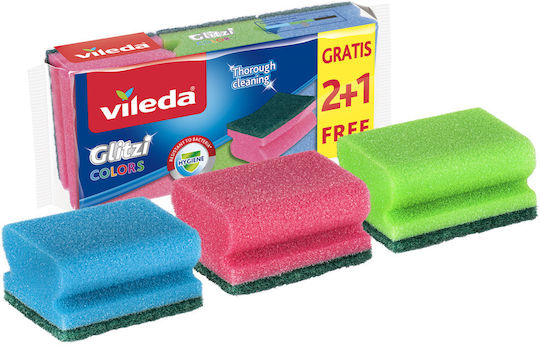 Vileda Glitzi Set Bureți De Bucătărie Plăci Argintii 3 Bucăți